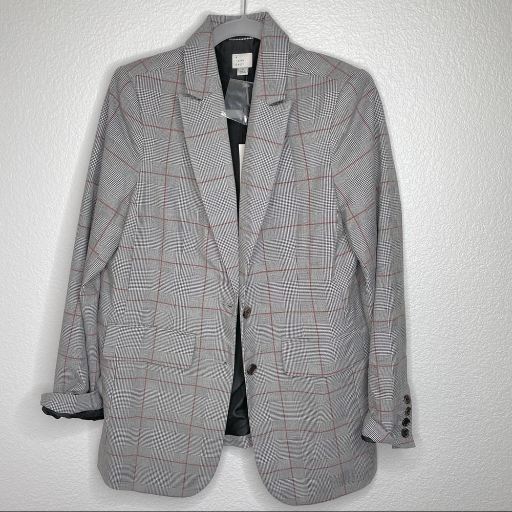 NWT A New Day Gray Checkered Plaid Blazer